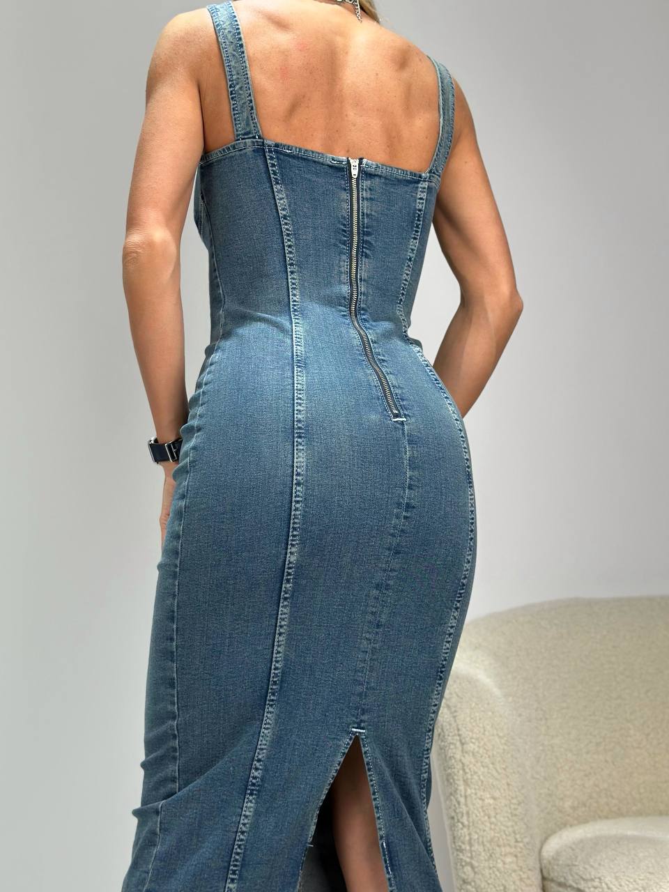 MAXI Denim Dress With Slit