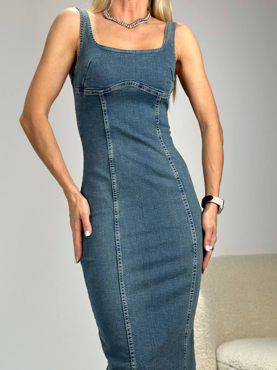 MAXI Denim Dress With Slit