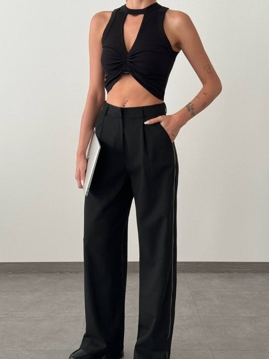 71237 Black pants with zipper on the sides
