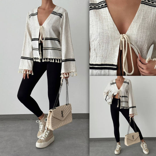 51393 DETAILED OPEN SWEATER