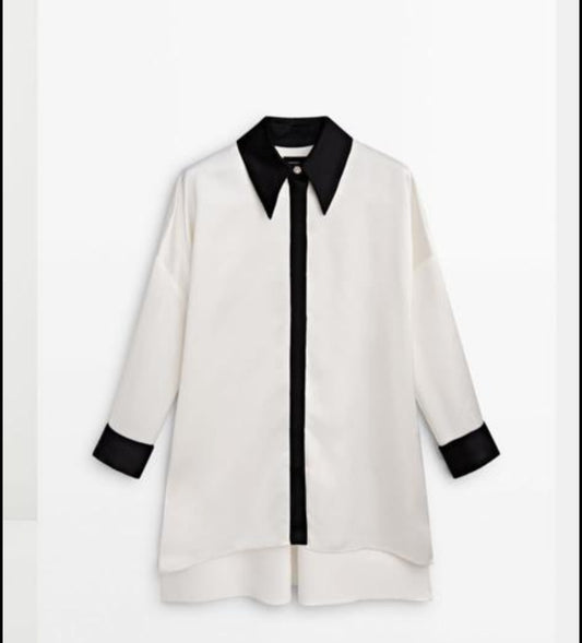 Contrast satin shirt