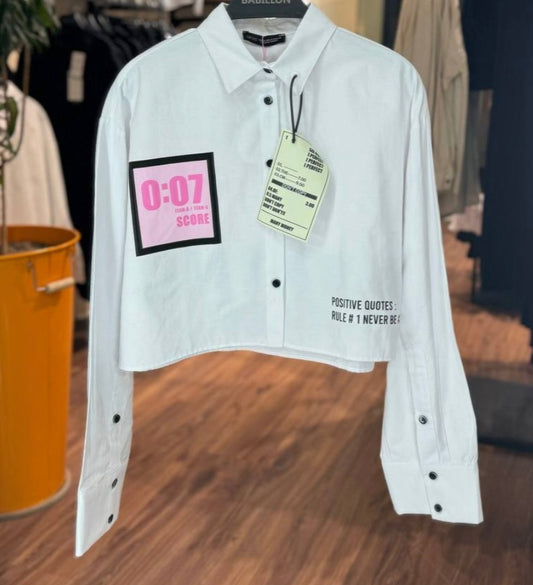 11686 white Shirt With Label Detail