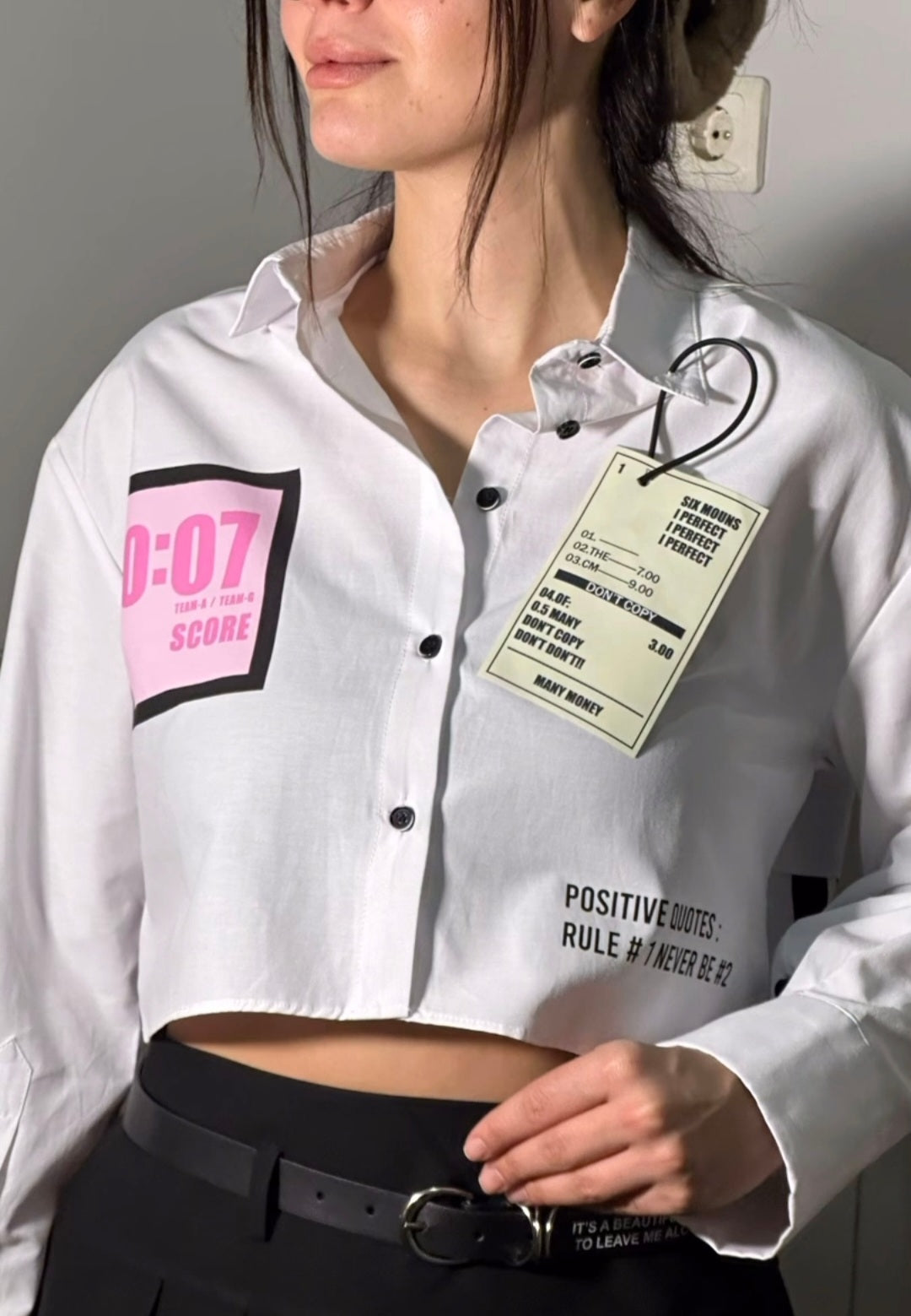 11686 white Shirt With Label Detail