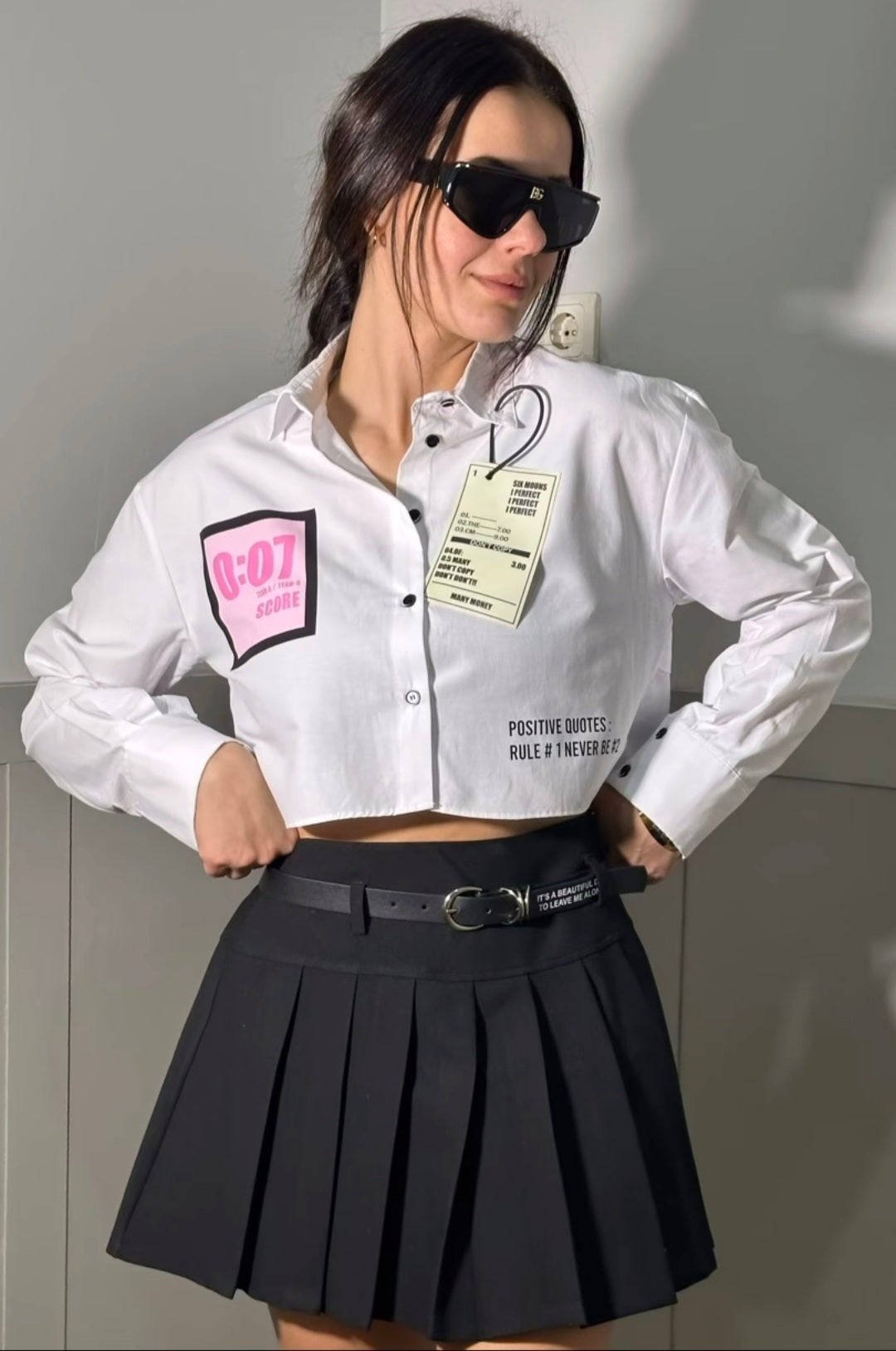 11686 white Shirt With Label Detail