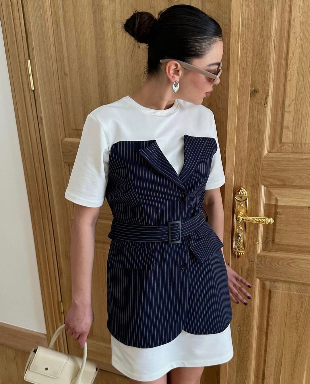 34291 Tshirt Dress With Attached Vest