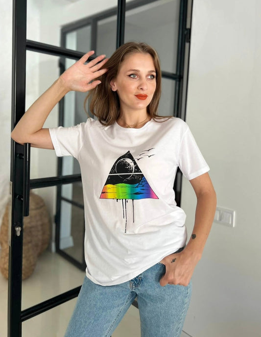 White Triangle Printed Tshirt