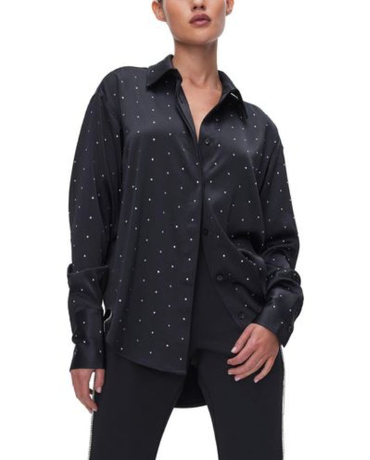 14301 STONE EMBROIDERED SHIRT BLACK