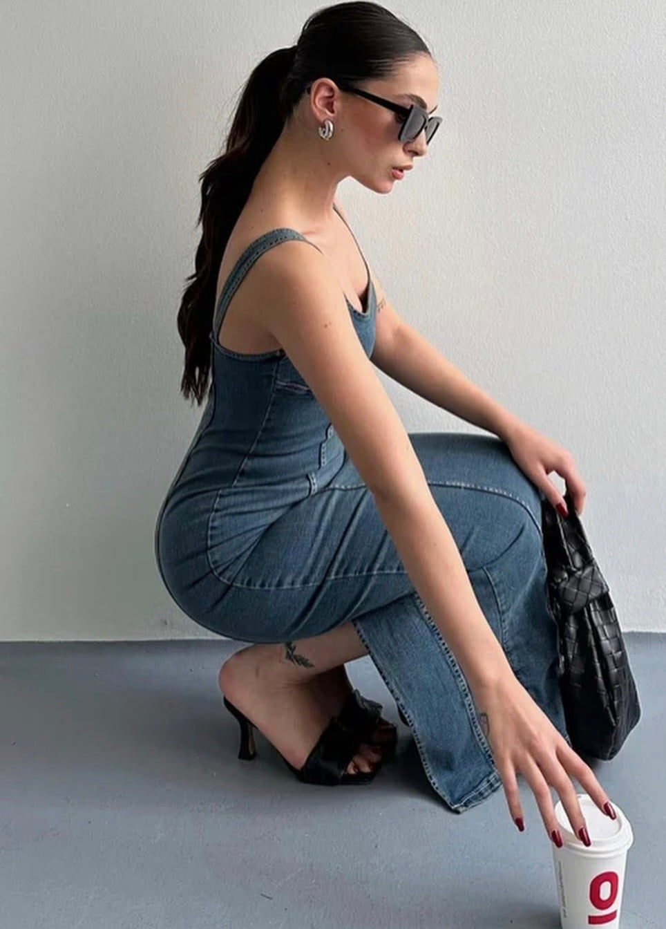 MAXI Denim Dress With Slit