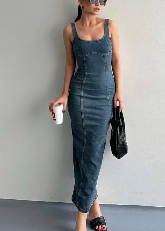 MAXI Denim Dress With Slit