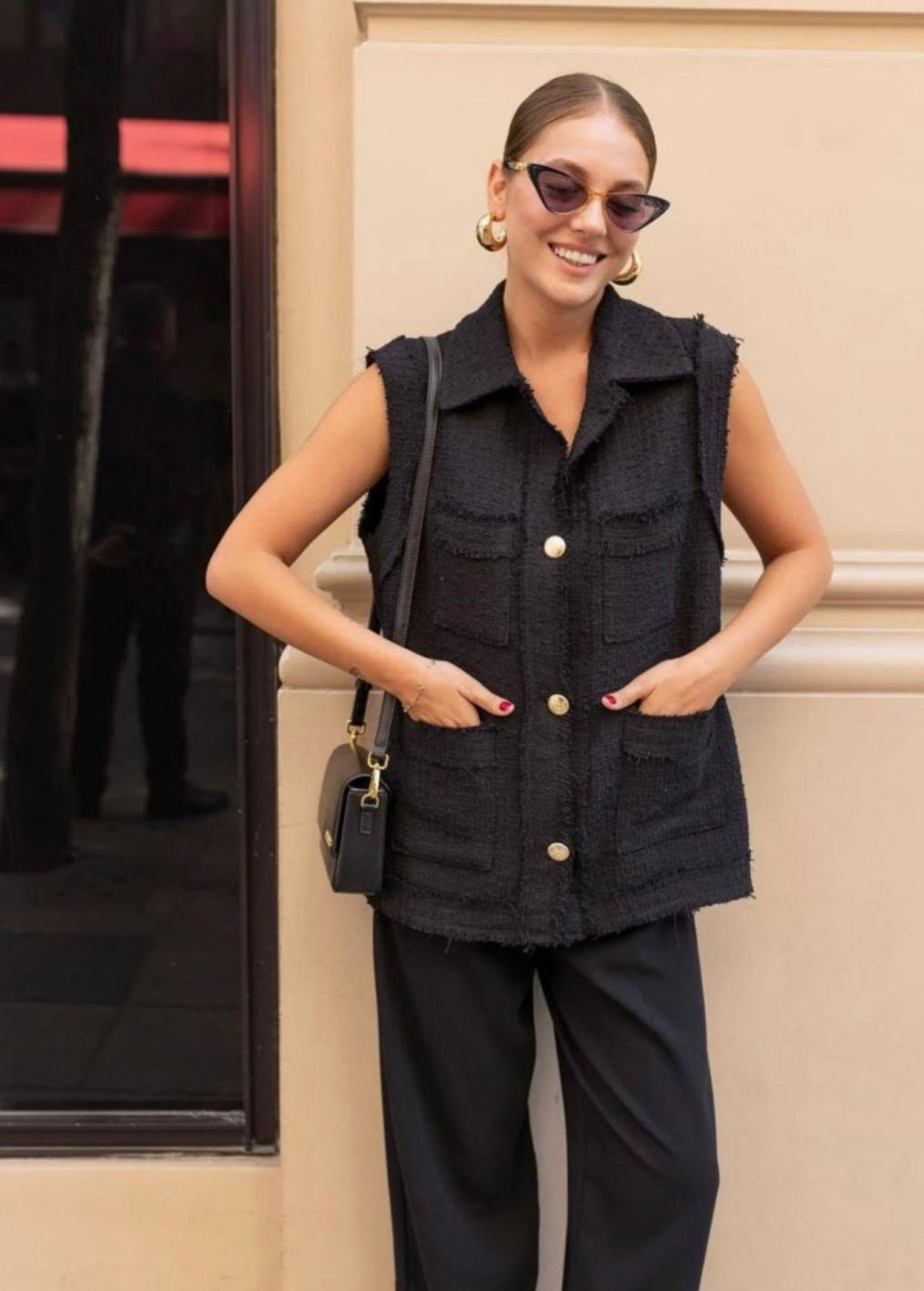14164 Sleeveless Tweed Jacket