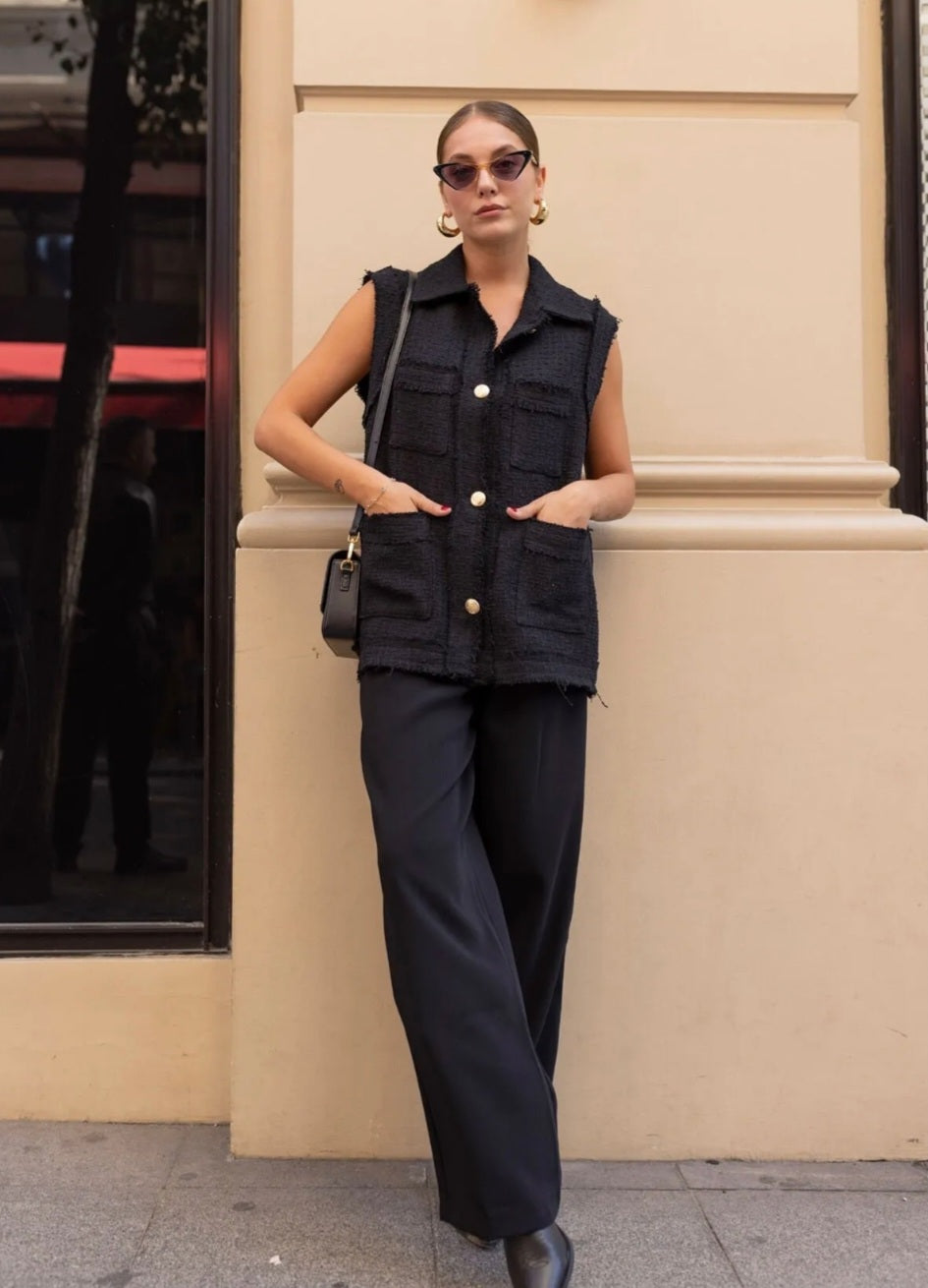 14164 Sleeveless Tweed Jacket