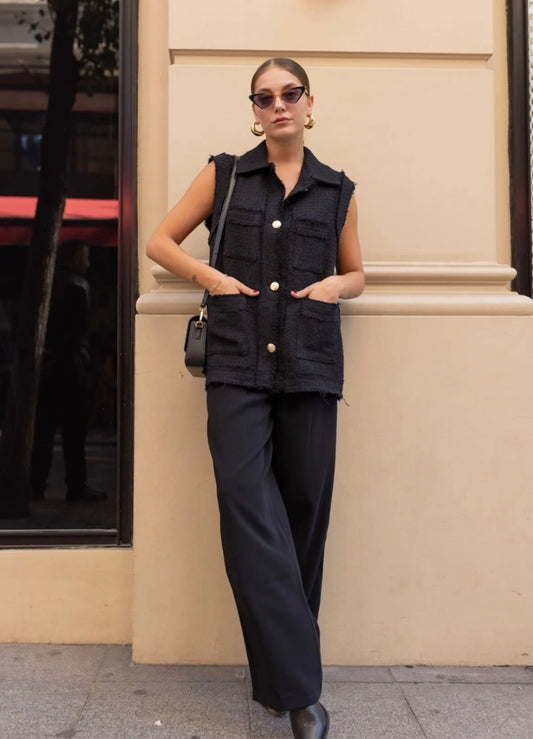 14164 Sleeveless Tweed Jacket