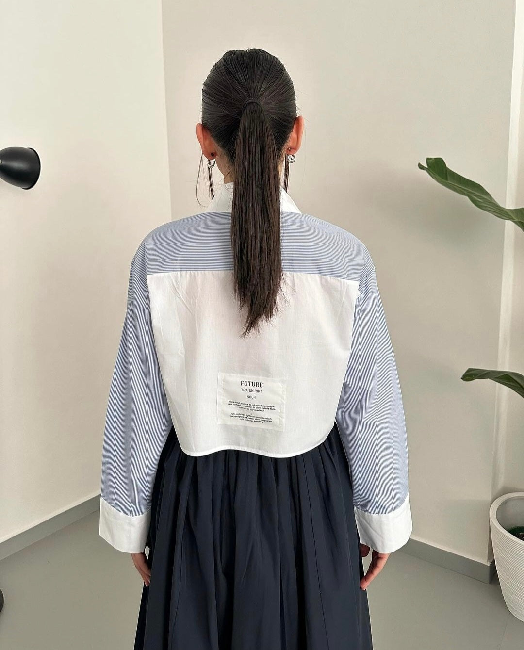 11673 Striped Crop Shirt