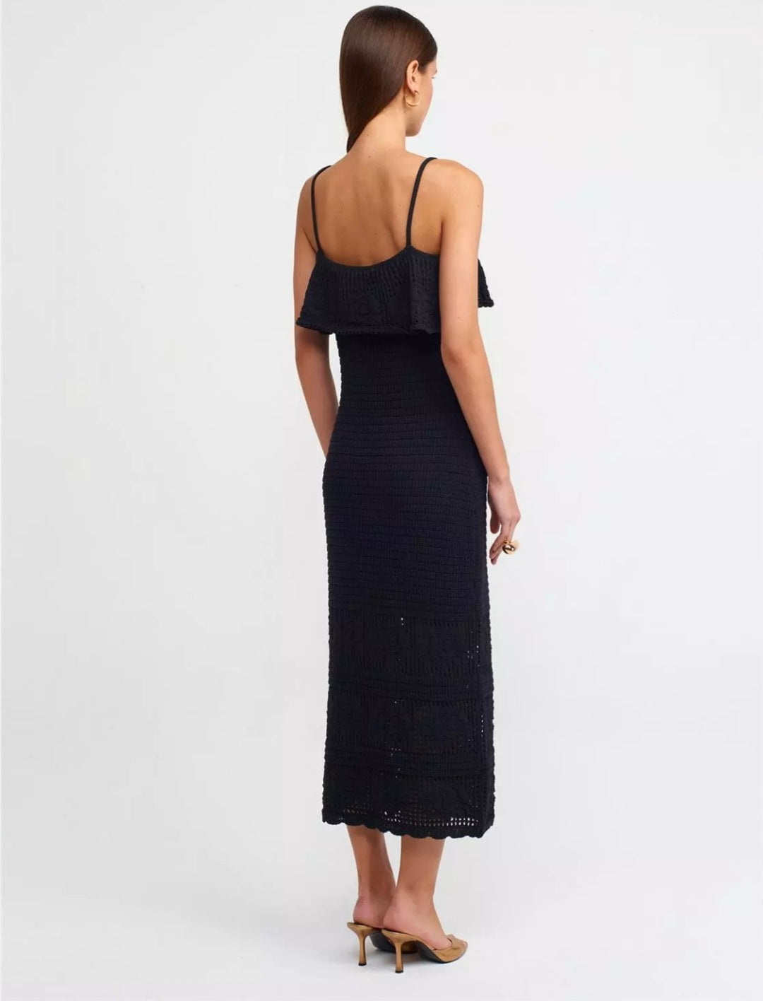 90195 Strappy Floral Detailed Knitwear Dress
