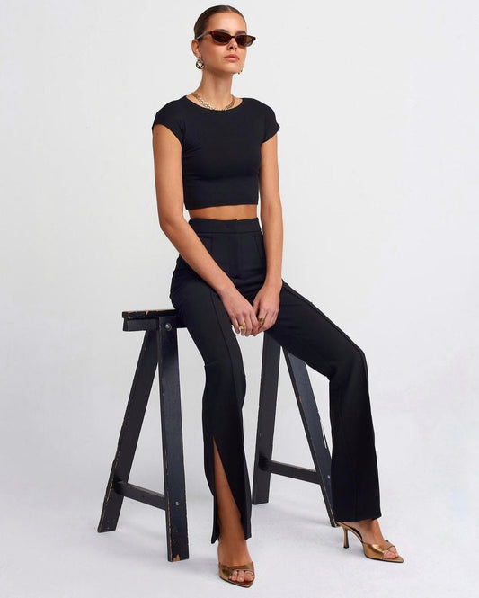 71248 Slit Flare Leg Trousers