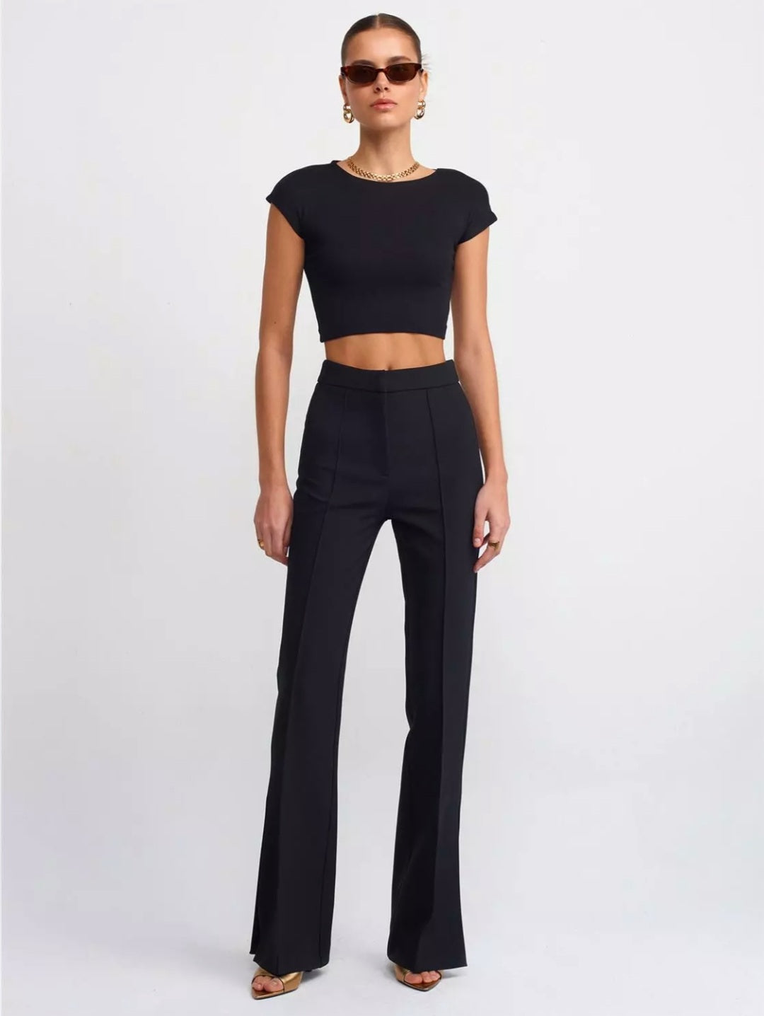 71248 Slit Flare Leg Trousers