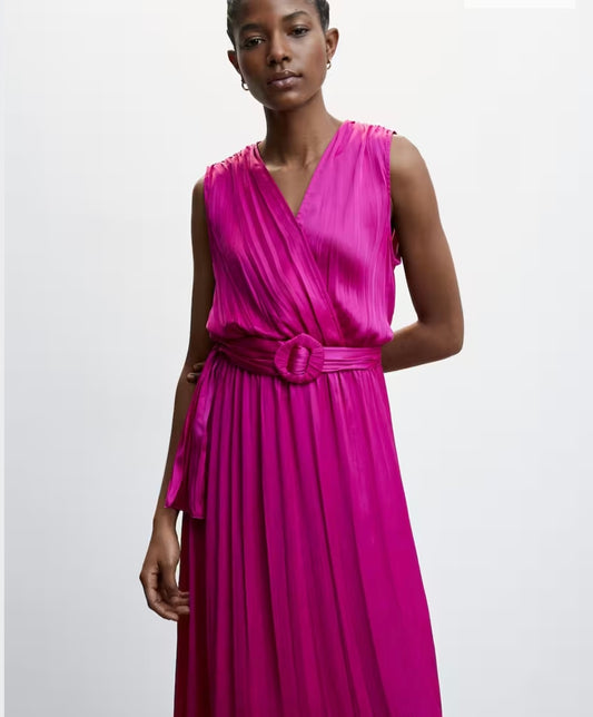 Plated Satin Dress