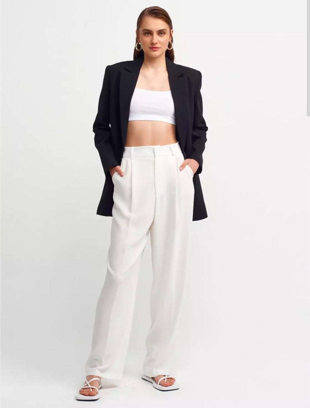 7954 High Waist Trousers-Ecru