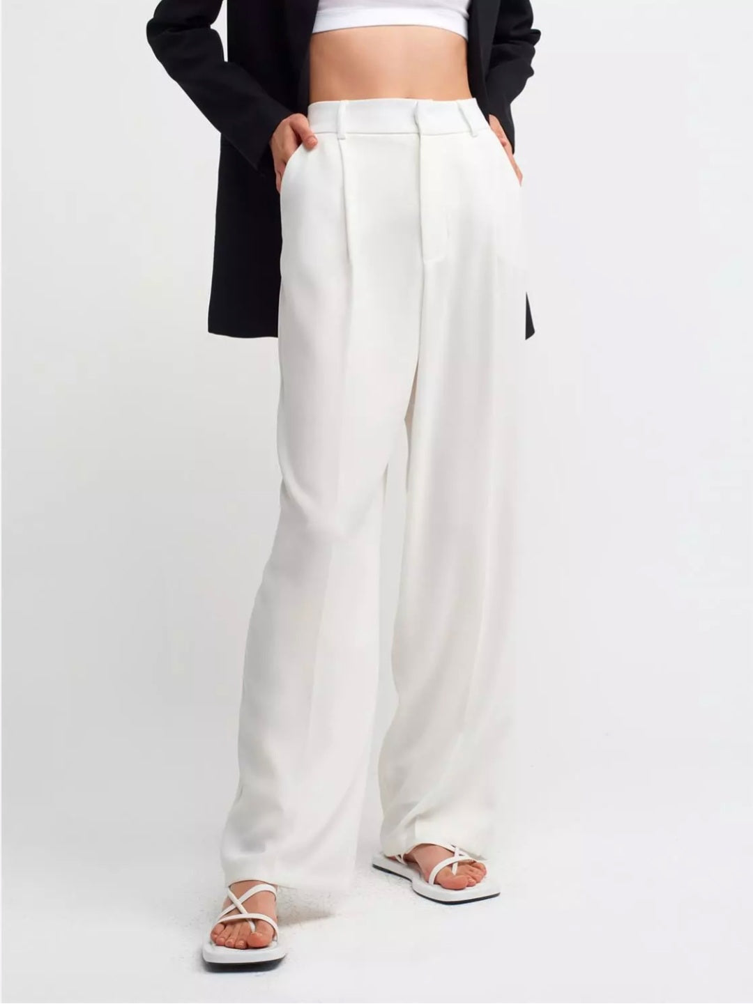 7954 High Waist Trousers-Ecru