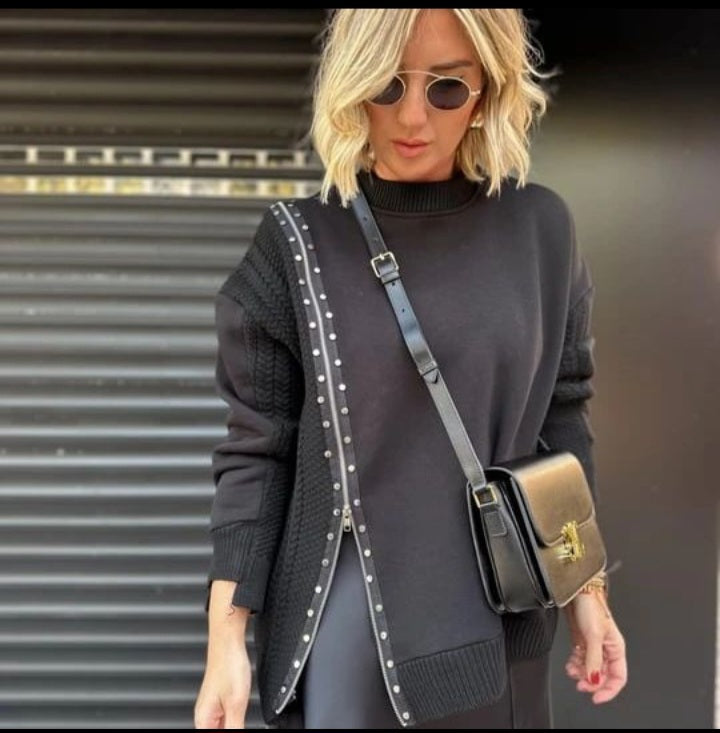 23521 Sweatshirt with knitwear detail