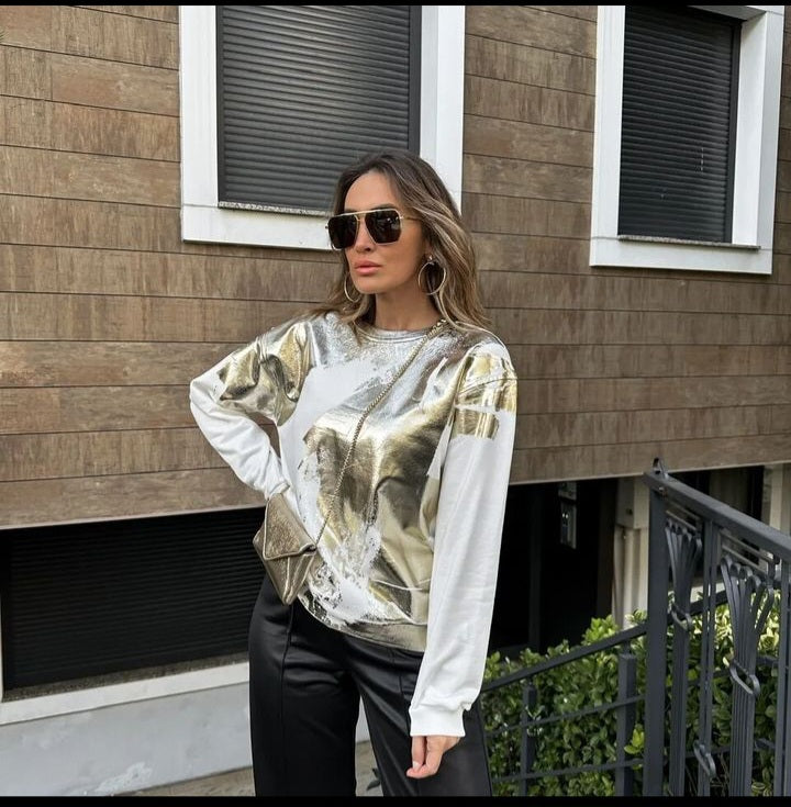 2840 sweatshirt with metalic