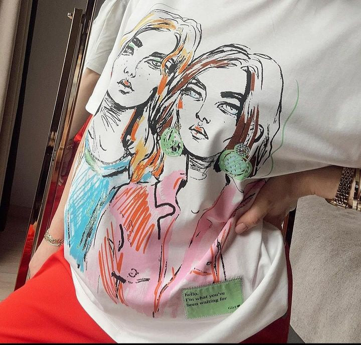 180224 Colorful Printed Short Sleeve T-Shirt