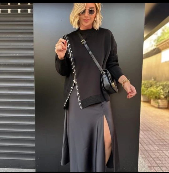 23521 Sweatshirt with knitwear detail