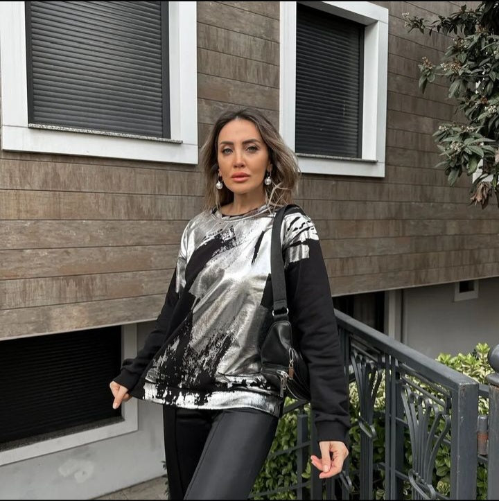 2840 sweatshirt with metalic