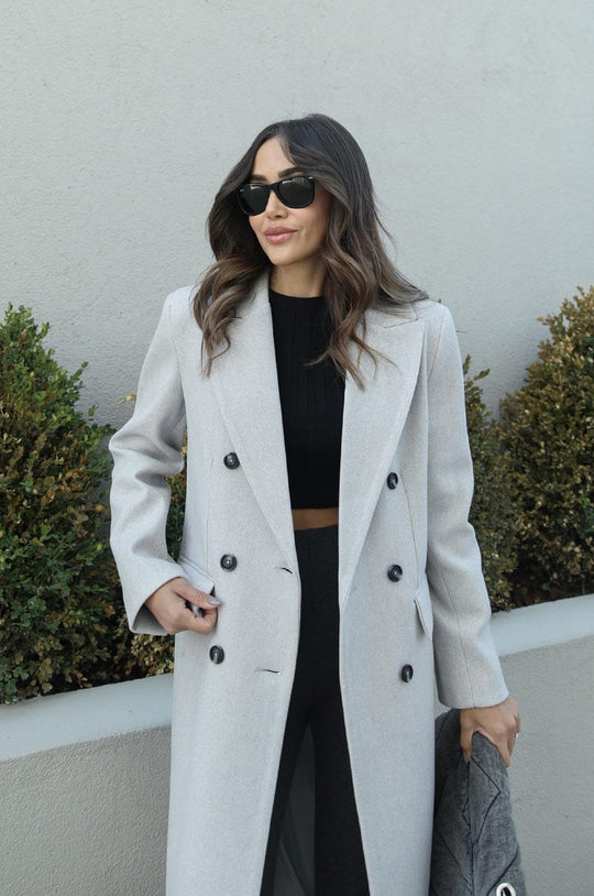23K44177 Double pocket slipped down coat
