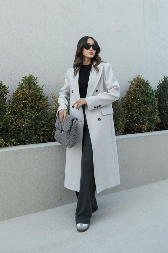 23K44177 Double pocket slipped down coat
