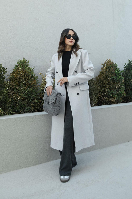 23K44177 Double pocket slipped down coat
