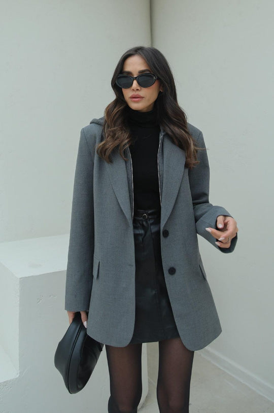 24Y54501 HOODED DETAILED ZIPPER BLAZER JACKET