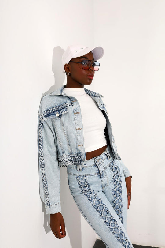 16049 Braided Denim Jacket