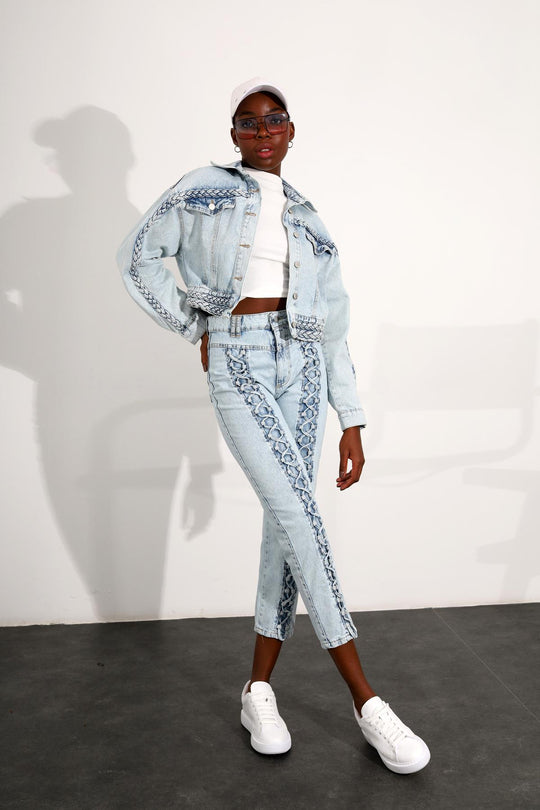 16049 Braided Denim Jacket