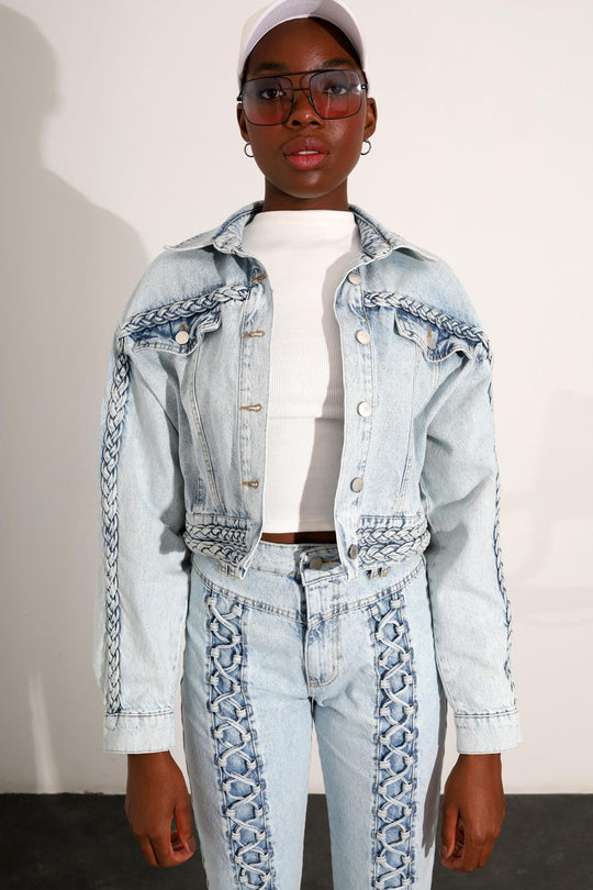 16049 Braided Denim Jacket