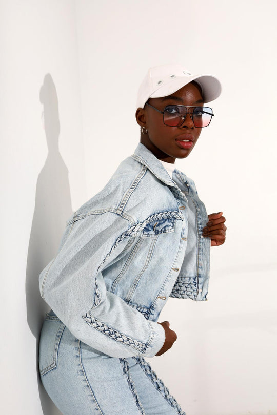 16049 Braided Denim Jacket