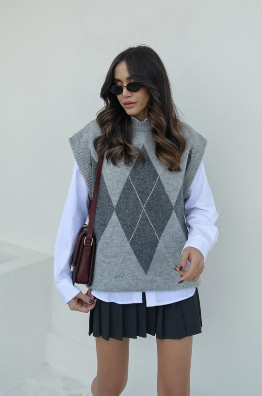 24K0914 DORIS ARGYLE PATTERNED SWEATER