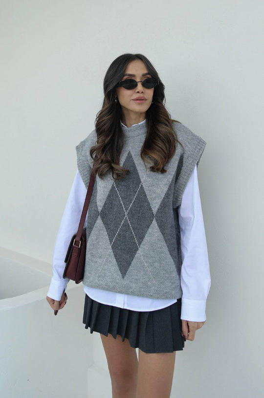 24K0914 DORIS ARGYLE PATTERNED SWEATER