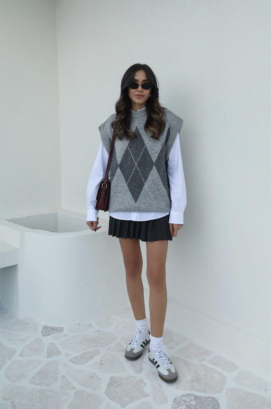 24K0914 DORIS ARGYLE PATTERNED SWEATER