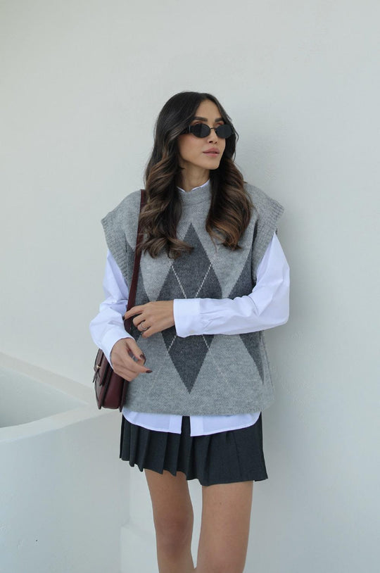 24K0914 DORIS ARGYLE PATTERNED SWEATER