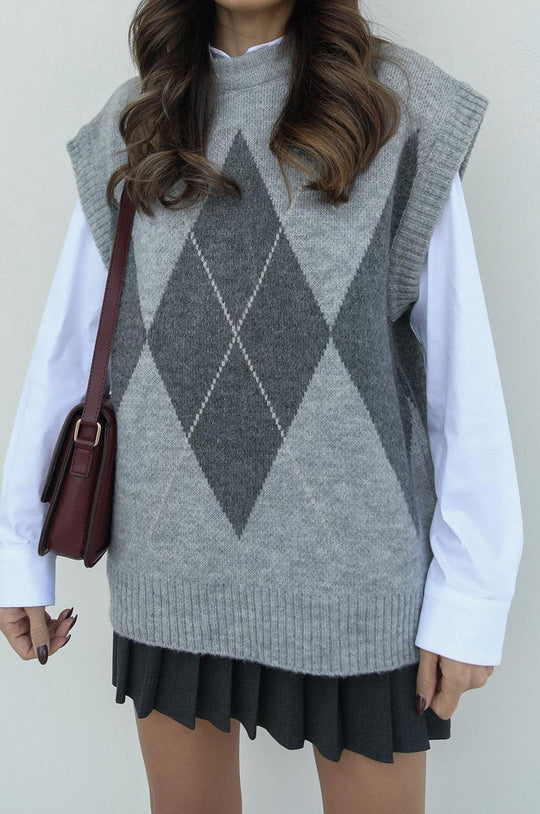 24K0914 DORIS ARGYLE PATTERNED SWEATER