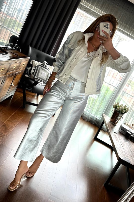 02315004 Denim jacket white with silver
