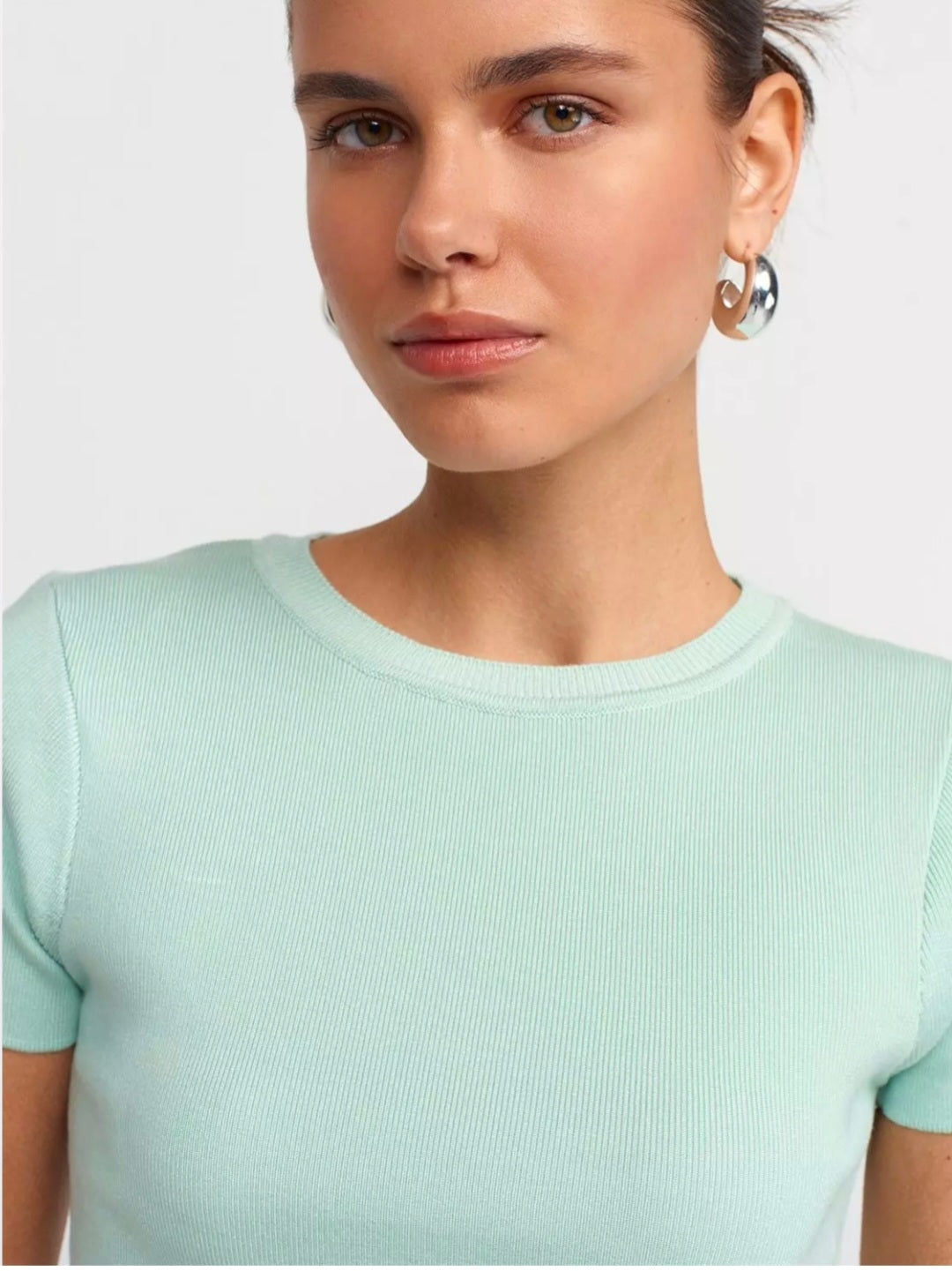 10357 Crew Neck Short Sleeve Crop Sweater