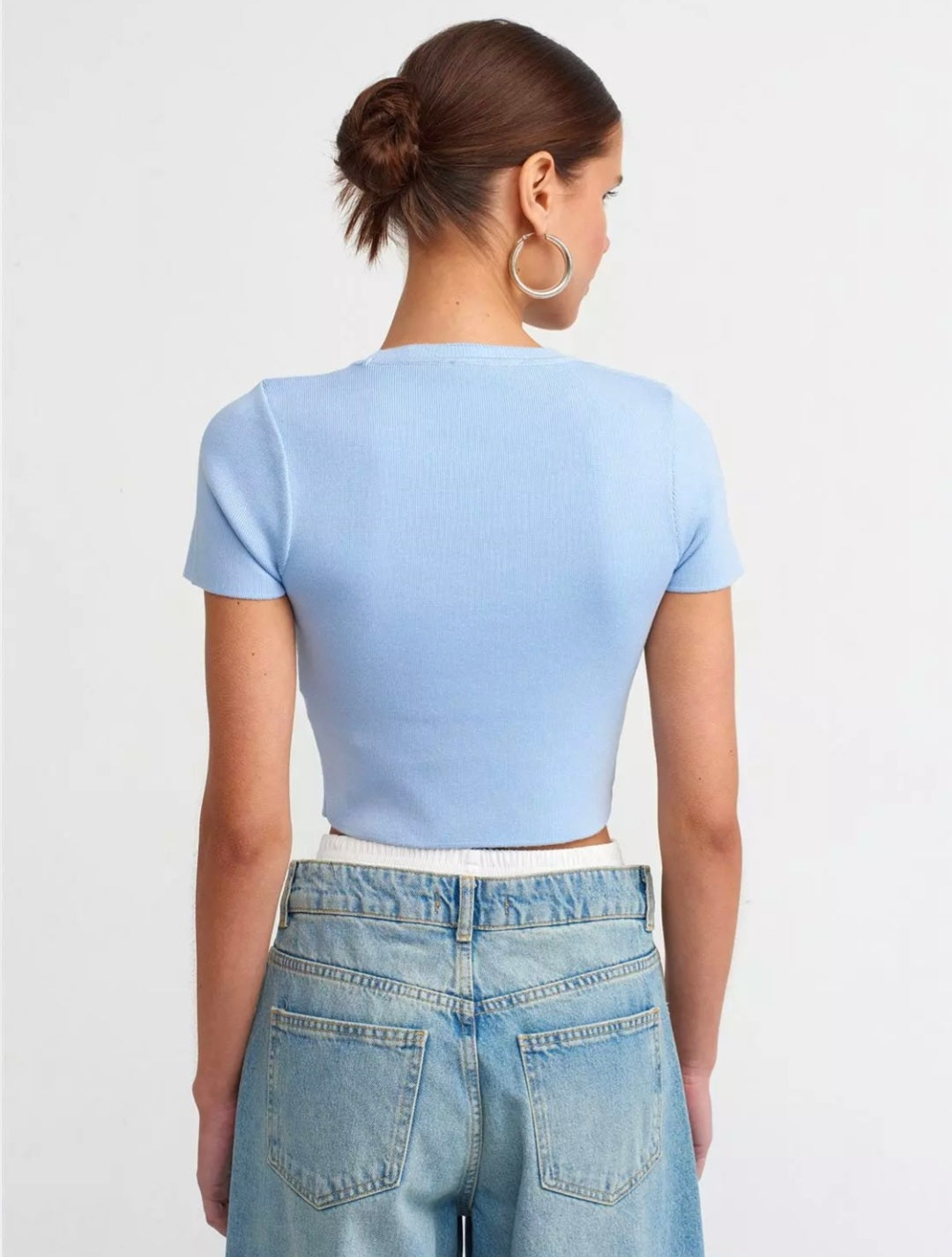 10357 Crew Neck Short Sleeve Crop Sweater
