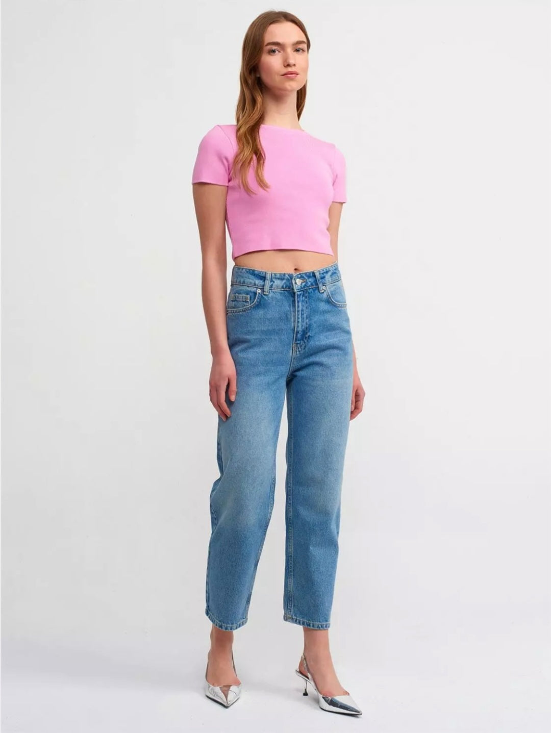 10357 Crew Neck Short Sleeve Crop Sweater