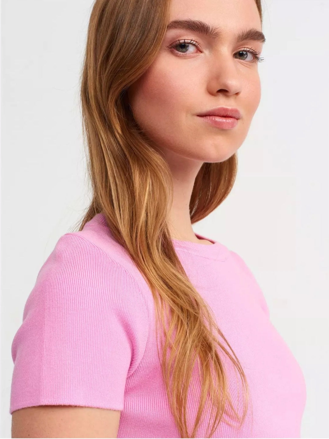 10357 Crew Neck Short Sleeve Crop Sweater