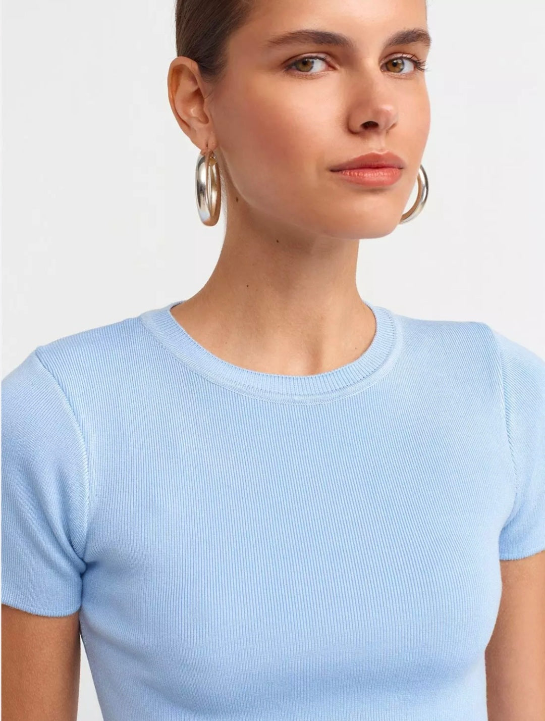 10357 Crew Neck Short Sleeve Crop Sweater