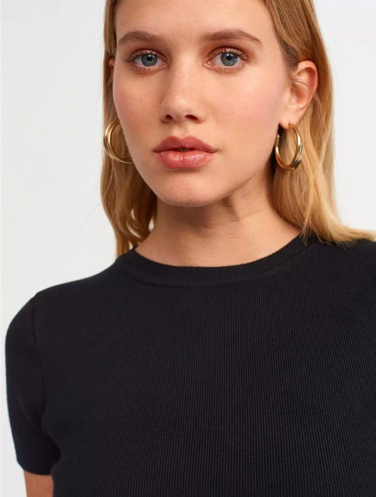 10357 Crew Neck Short Sleeve Crop Sweater