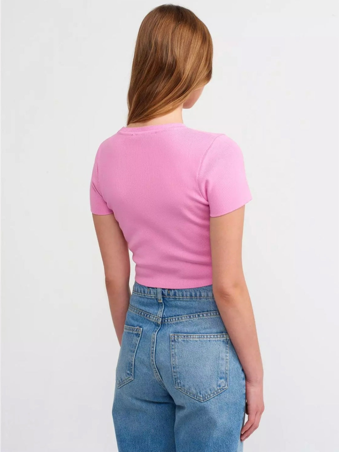 10357 Crew Neck Short Sleeve Crop Sweater
