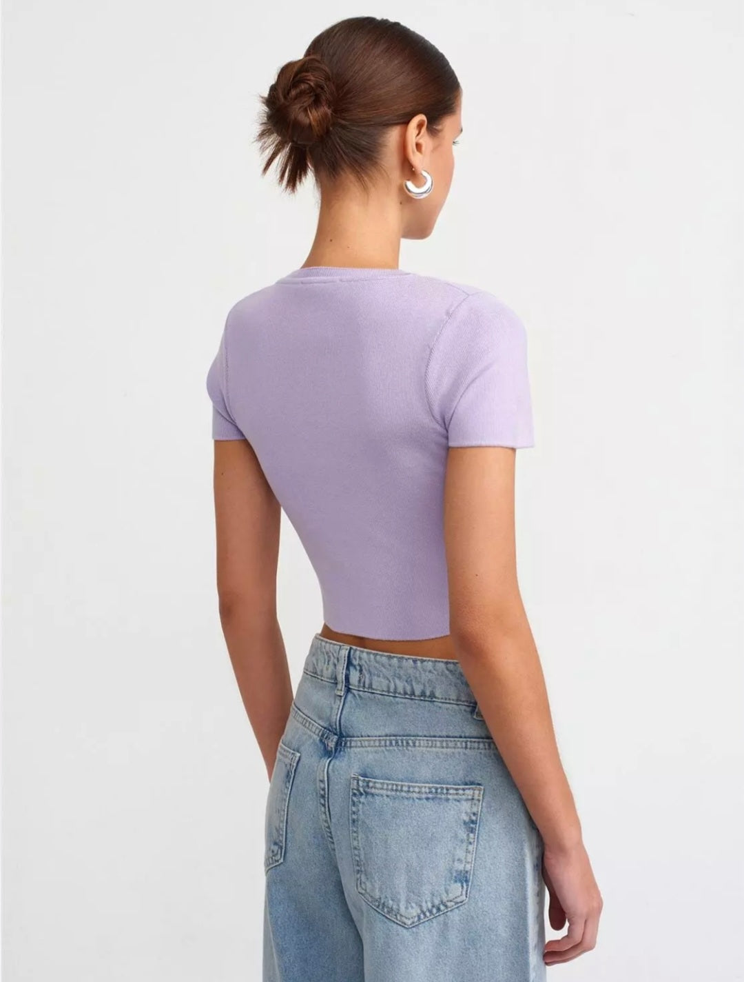 10357 Crew Neck Short Sleeve Crop Sweater